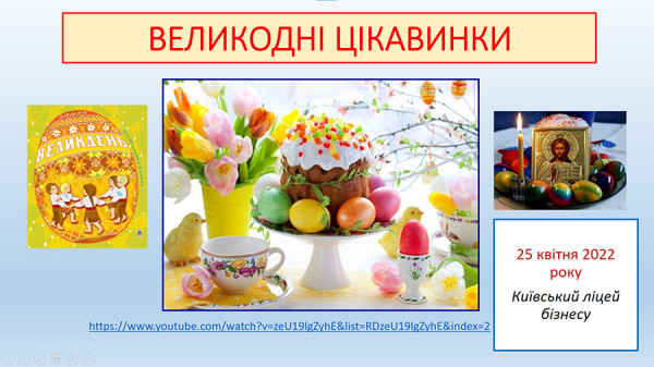 Інтегровані заняття "Великдень - улюблене свято українців"